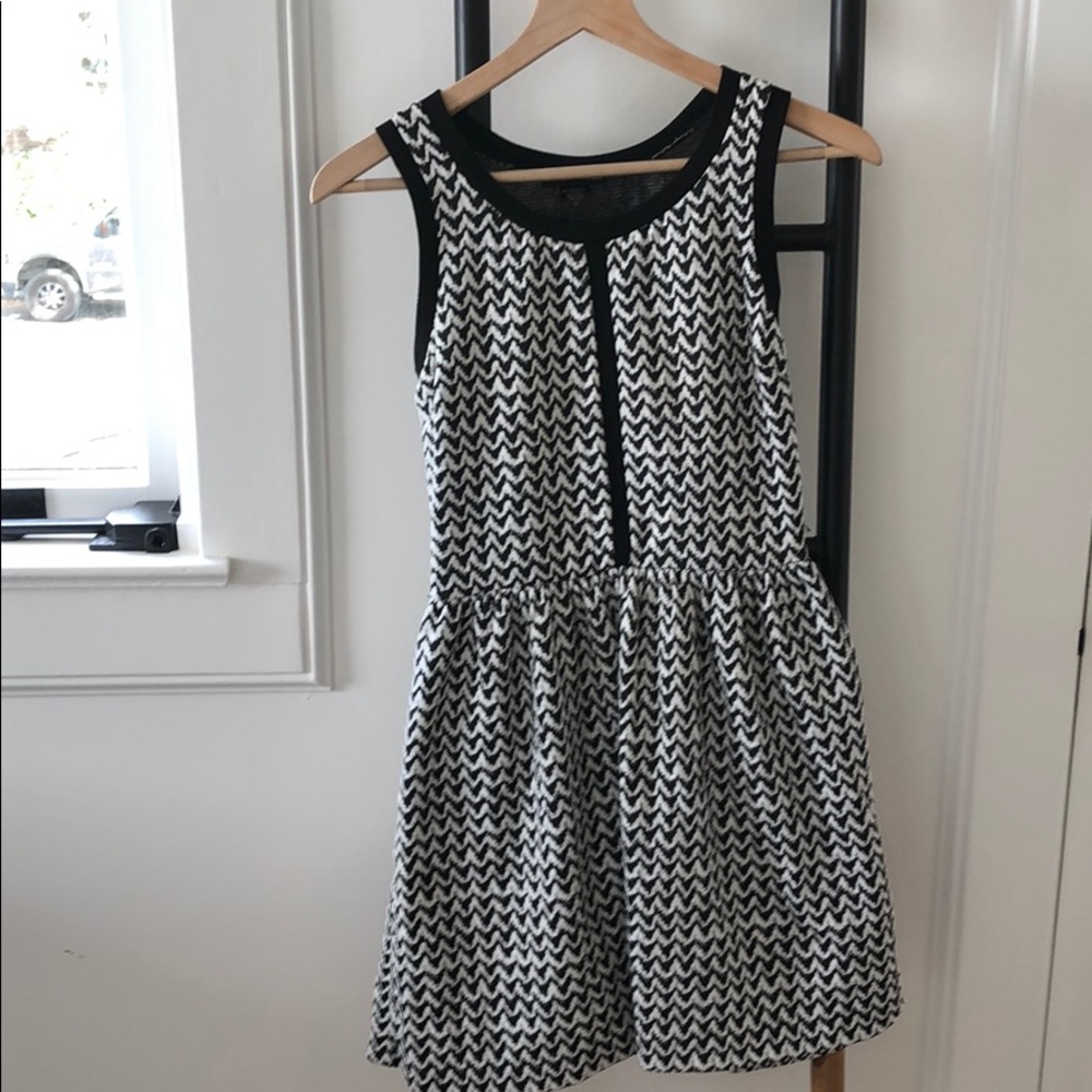 Black and white fit and flare dress